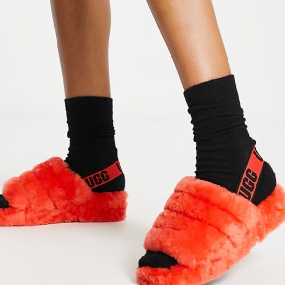 UGG Womens Fluff Yeah Slides Cali College Slippers Sandal Shoe 1095119Size 10